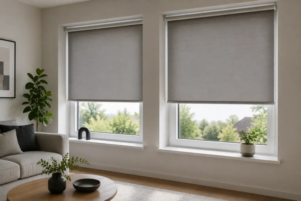 Modern minimalist obývací pokoj s rostlinami